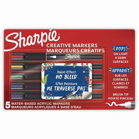 Sharpie Creative Markers, Fine Brush Tip, Assorted Colors, 5PK 2196904